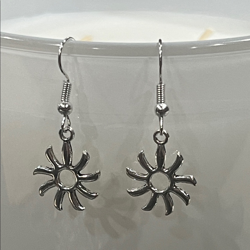 Silver Sunburst Earrings